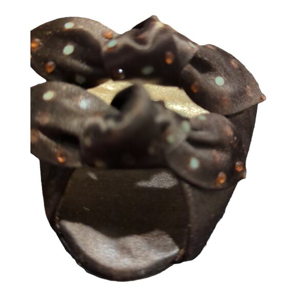 STUART WEITZMAN Brown Satin Rhinestone Bow Peep Toe Pump Heels sz 6.5 M - Picture 7 of 7